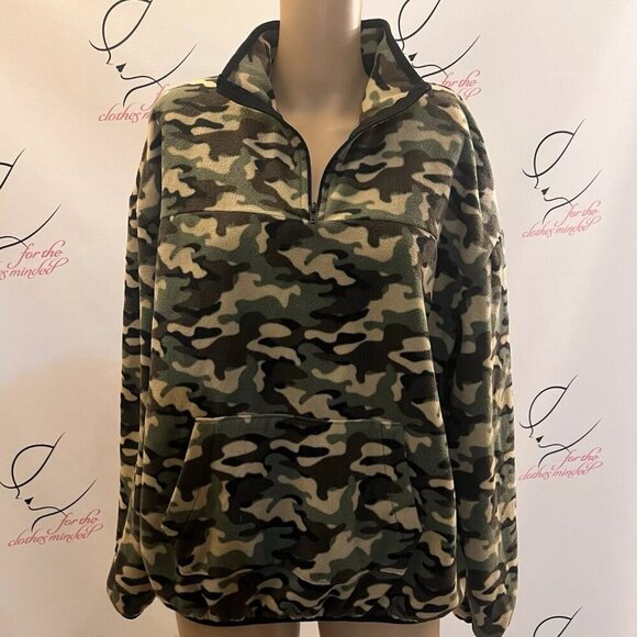 No Boundaries. Junior Sz X L 15-17. Fleece Camo Pullover. Zip Neck. Pouch. B74 - Picture 1 of 5